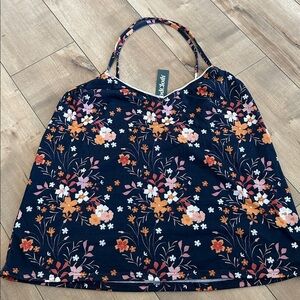 4/$25 NWT ModCloth Floral Navy Tank Top with Trim Sz L